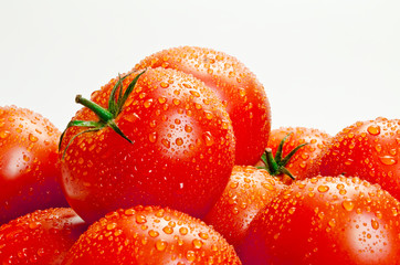 Wet tomatoes on white - 68800730