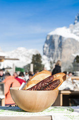 Small lunch in mountain hostel