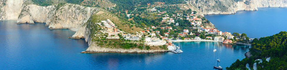 Fototapeta na wymiar Summer view of Assos peninsula (Greece, Kefalonia). Panorama.