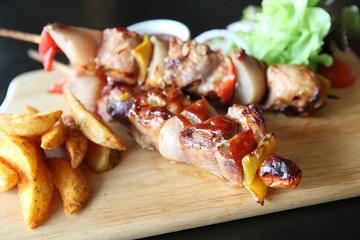 beef barbecue on wood