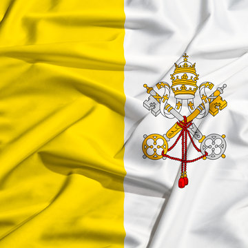 Vatican flag on a silk drape waving