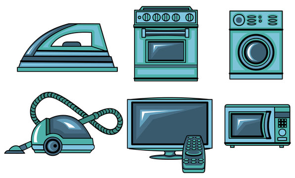 Illustration of vector icons of appliances