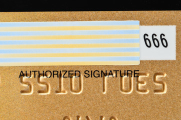 Close up of golden credit card