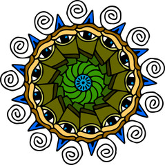 mandala occhi su sfondo bianco