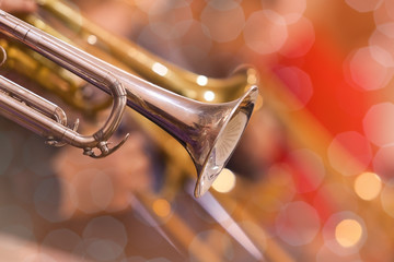 Fototapeta na wymiar Detail of trumpet closeup