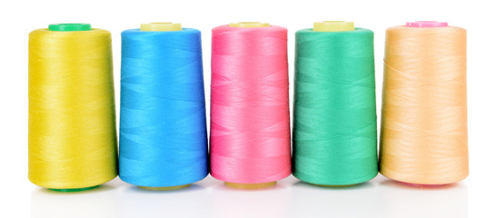 Colorful skeins of thread isolated on white
