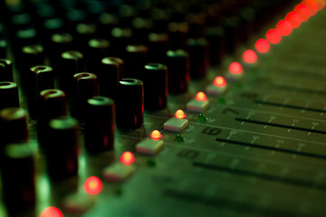 Obraz premium Fragment consoles sound mixer closeup