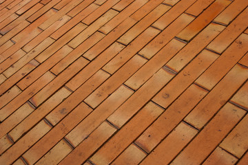 The Brown tile flooring,shooting angle in obliquely.