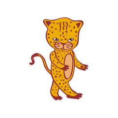 Cute leopard cartoon Cheetah vector Hand-drawn icon