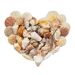 Sea shells stacked in the form of heart