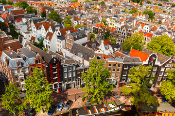 Amsterdam city view from Westerkerk, Holland, Netherlands. © Kavalenkava