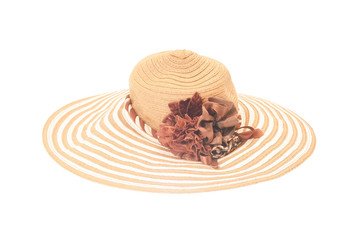 Pretty hat with flower on white background