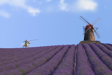 Don Quijote Kampf gegen Windmühlenflügel
