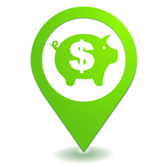 épargne dollar sur symbole localisation vert