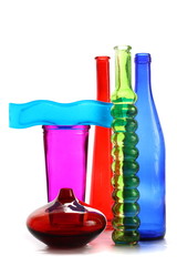 Colorful vases of glass