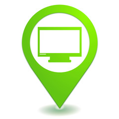 télévision écran plat sur symbole localisation vert