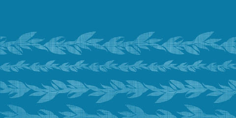 Blue vines stripes textile textured horizontal seamless pattern