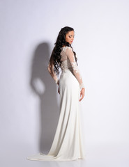 Portrait of Beautiful Woman white  Dress