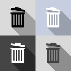 Trash bins or delete icons - retro style 