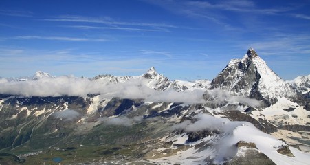view of tourist trail near the Matterhorn in the Swiss Alps