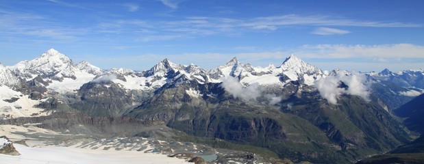 Fototapeta na wymiar view of tourist trail near the Matterhorn in the Swiss Alps