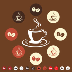 Coffee cup & coffee bean icon set