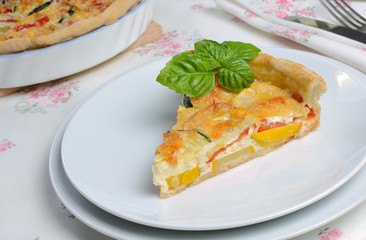 quiche with zucchini and tomato baked cheese