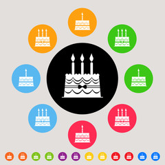 Cake - colorful vector icon set
