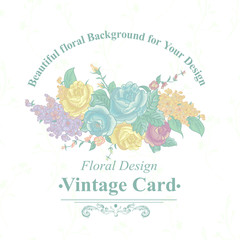 Vintage Greeting Card with Wildflowers