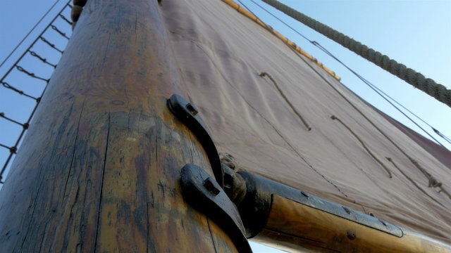 The sail mast of the big ship or boat on dock GH4 4K UHD