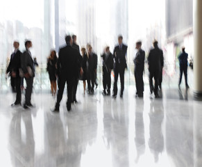 group of people in the lobby business center