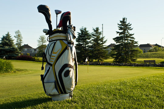 Golf bag on the course