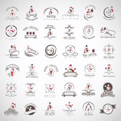 Snowman Elements Set - Isolated On Gray Background