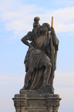 Saint Christopher Statue In Prague, Czech Republic