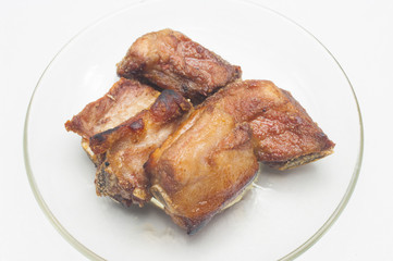 Fried spareribs with garlic  pepper.