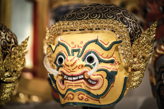 Hua Khon (Thai Traditional Mask) Used in Thai Ramayana Dance