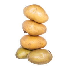 Fototapeta na wymiar Isolated stack of potatoes on white