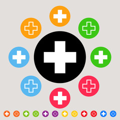 First aid signs in circles - colorful set