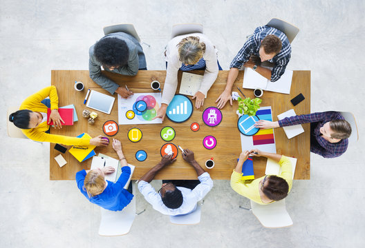 Design Team Planning with Social Media Symbols - Powered by Adobe