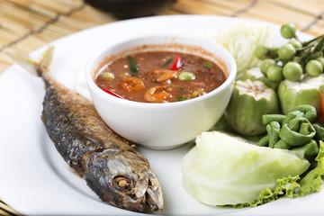 Chili paste with fried mackerel