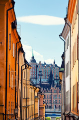 Fototapeta na wymiar Street in Old Town in Stockholm