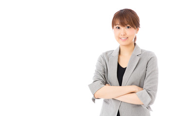 asian businesswoman on white background