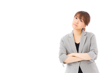 asian businesswoman on white background