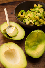 Preparing avocado salad