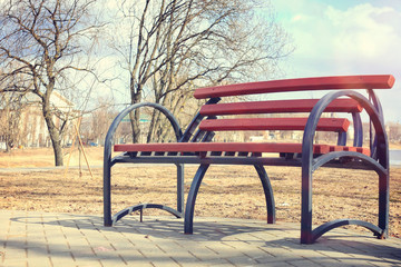 spring landscape city park bench