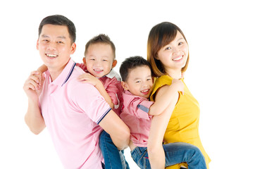 Studio portrait of beautiful asian family