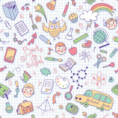 Back to school. Vector seamless pattern.