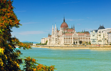 Fototapeta premium building of the Hungarian parliament in Budapest, Hungary