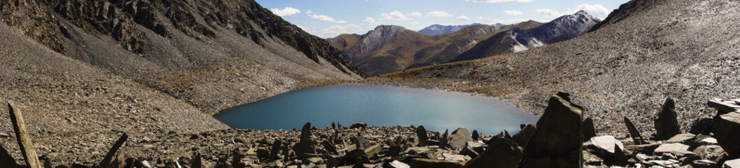 Panorama about holy lake in Tibet