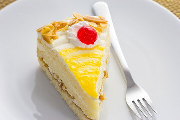 delicious slice of cake on the plate